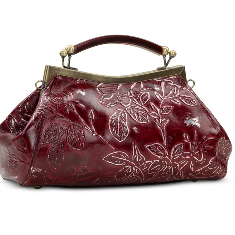 Patricia Nash Kelmscott Maroon Satchel bag.